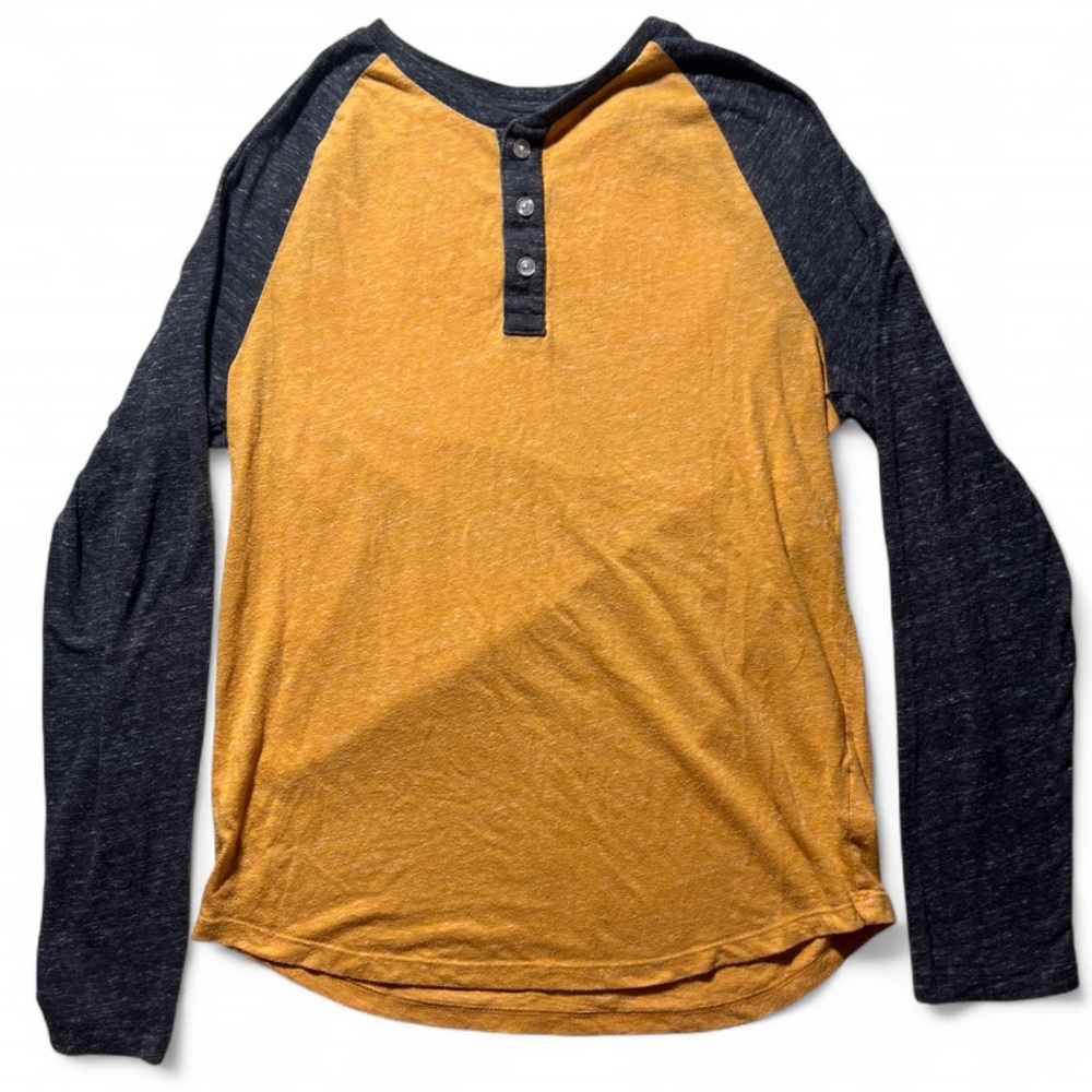 long-sleeve raglan henley shirt